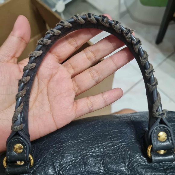 Balenciaga Black Leather Shoulder Bag with Gold Accents - Picture 9 of 13